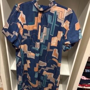 Geometric Blue Midi Dress